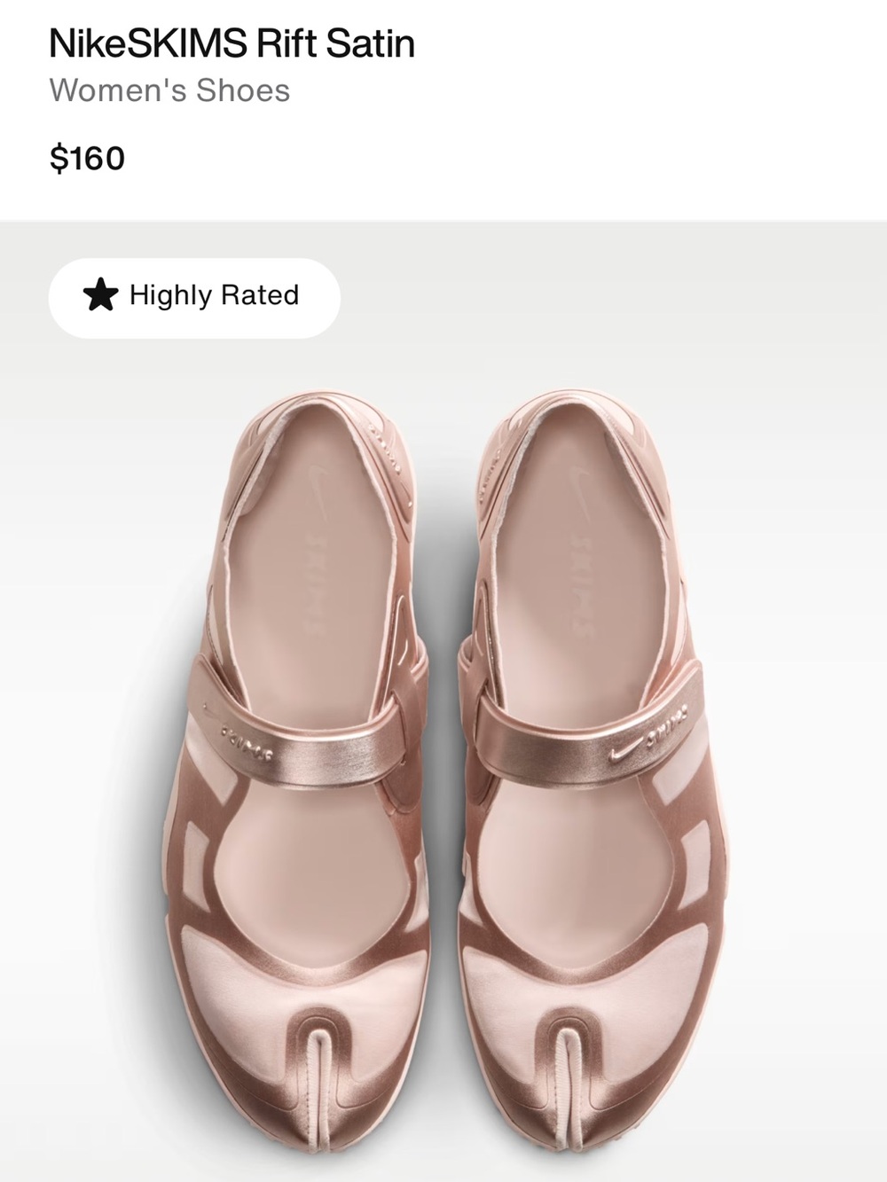 SKIMS Women's Satin Mary-Jane Athletic Shoes in Rose Gold